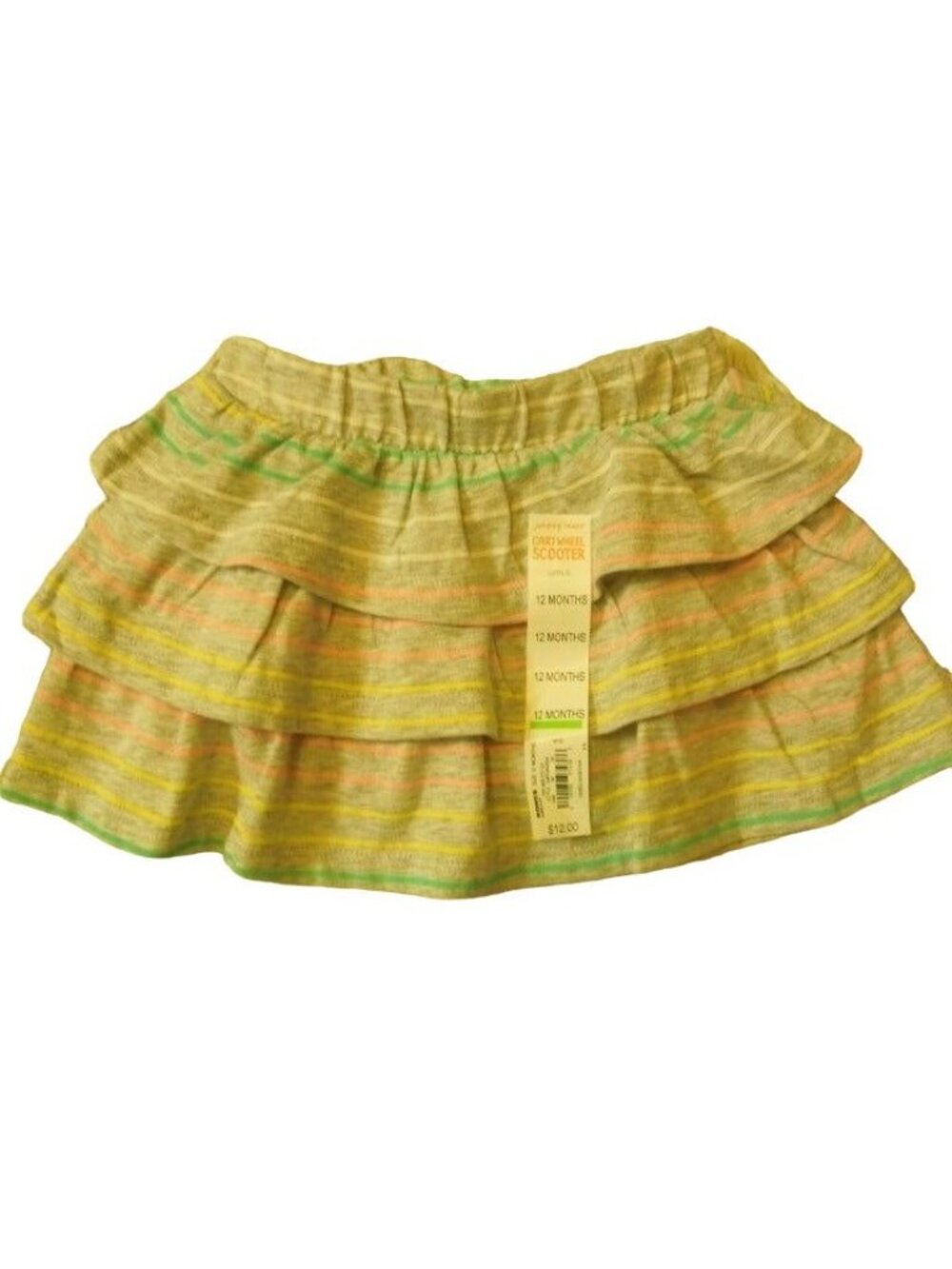 Jumping Beans Cartwheel Scooter Toddler Gray Strip Multicolor Ruffle Skirt 12M